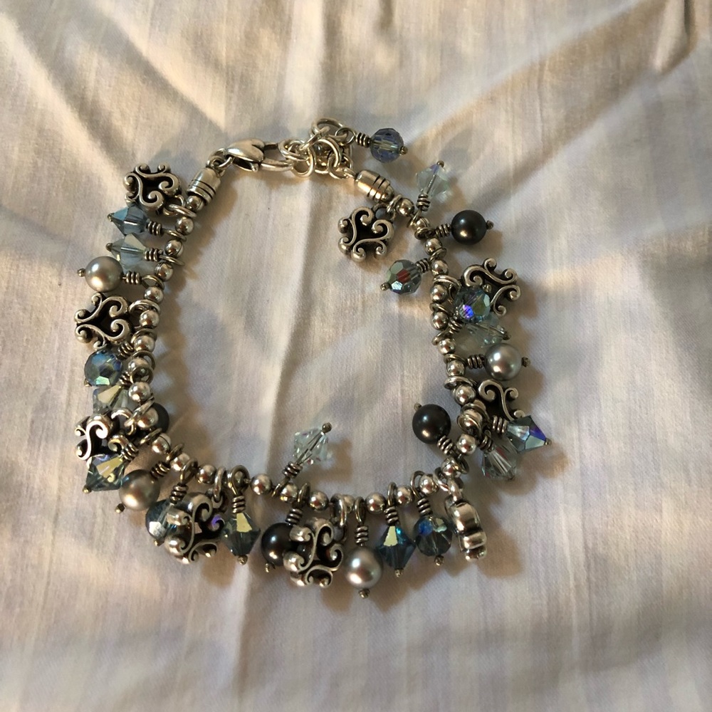 Brighton Silver Hearts and Beads Bracelet